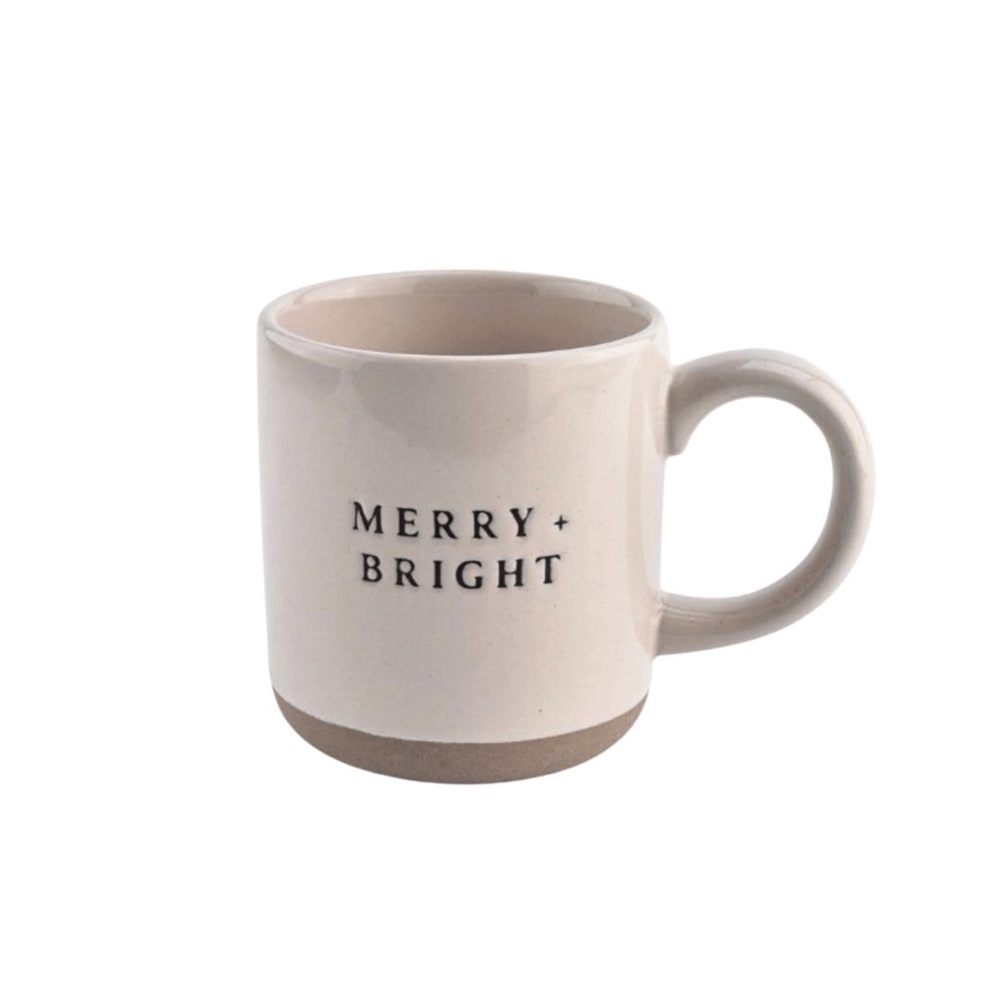 “Merry and Bright” Stoneware Coffee Mug